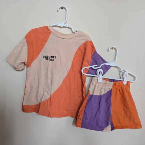 Zara Trendy Kids' Orange and Purple Shorts Set 4-5Y - Picture 1 of 5